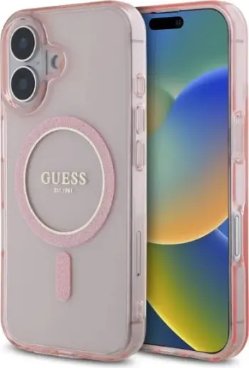 Mbështjellës Guess GUHMP16SP4ROPEMCP për iPhone 16 6.1", hardcase, MagSafe, rozë
