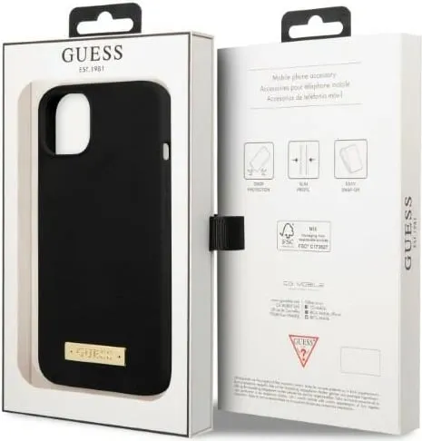 Mbështjellës Guess Silicone Logo Plate MagSafe për iPhone 13 mini, i zi - 2