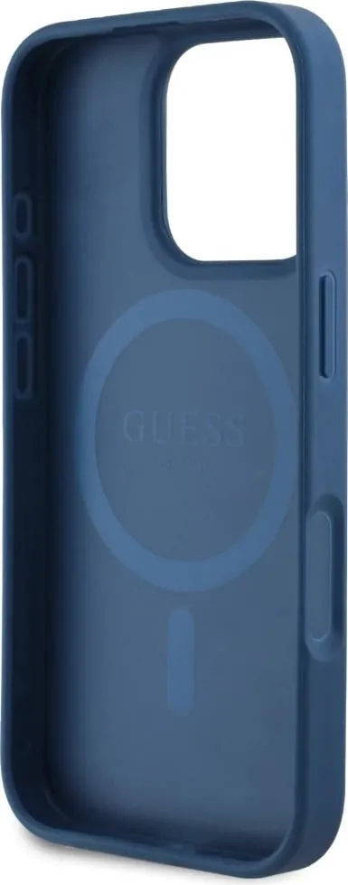 Mbështjellës Guess Grained Printed Flower Pattern MagSafe për iPhone 16, Blu - 5