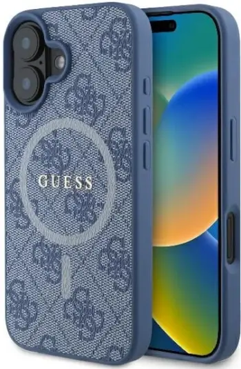Mbështjellës Guess 4G Ring Classic Logo MagSafe për iPhone 16 Pro, Kaltër