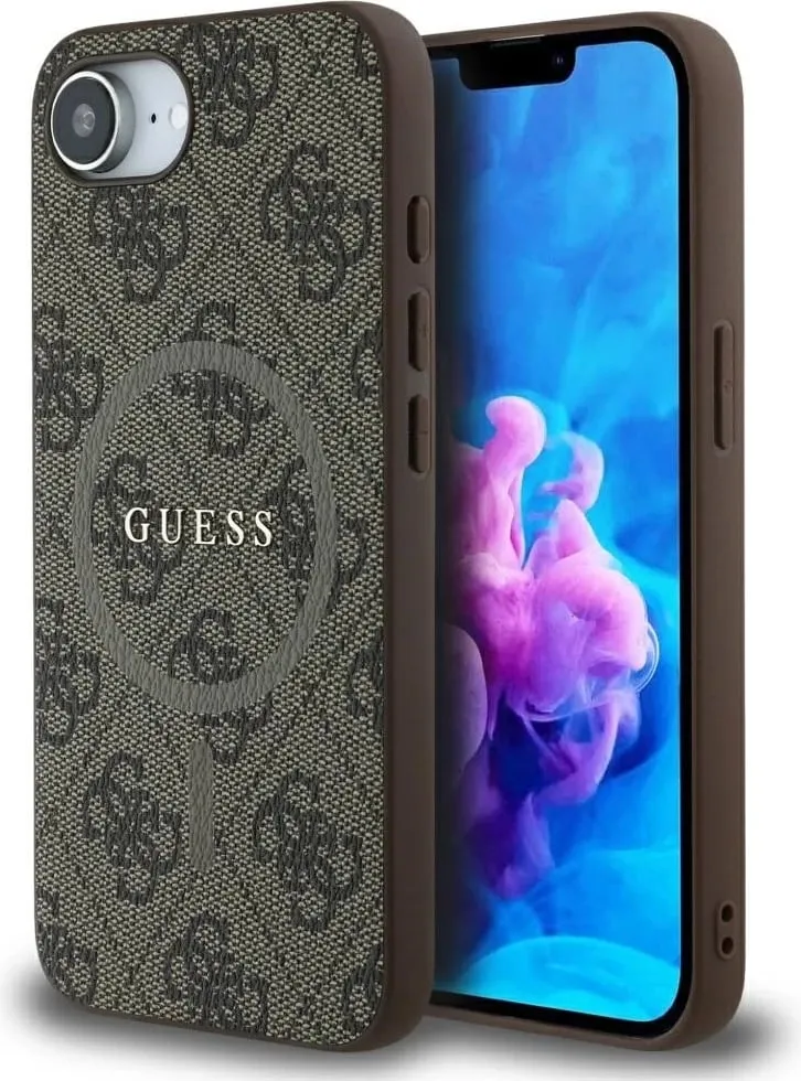 Mbështjellës Guess 4G Ring Classic Logo MagSafe për iPhone 16, Kafe - 1