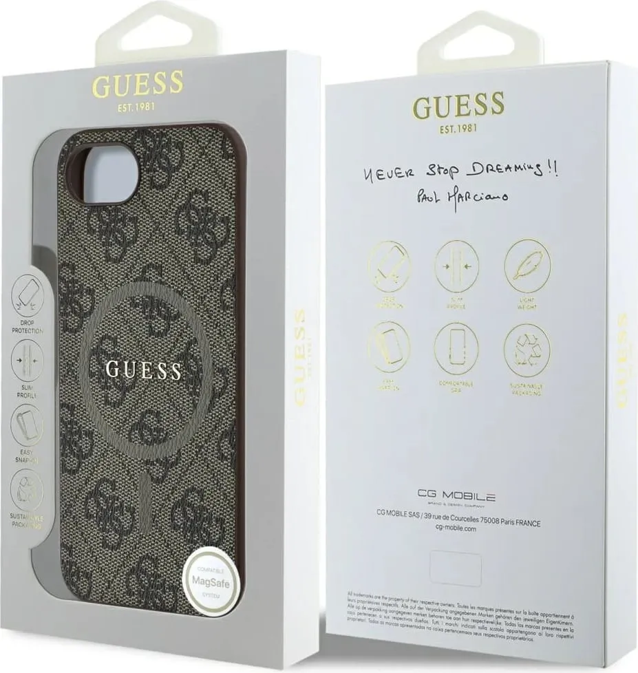 Mbështjellës Guess 4G Ring Classic Logo MagSafe për iPhone 16, Kafe - 8