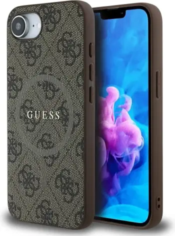 Mbështjellës Guess 4G Ring Classic Logo MagSafe për iPhone 16, Kafe