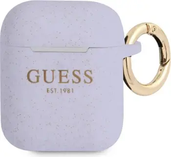 Mbështjellës Guess GUA2SGGEU për AirPods 1/2, silikon, vjollcë me shkëlqim