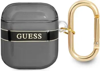 Kapak mbrojtës Guess Strap Collection për AirPods, me rrip, i zi