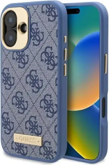 Mbështjellës Guess 4G Logo Plate MagSafe për iPhone 16 Plus, Zi