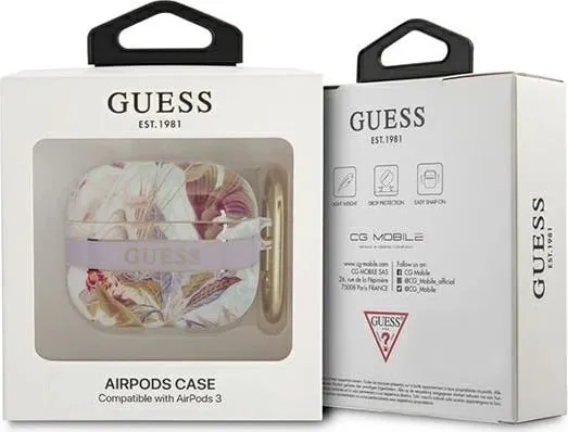 Mbulesë mbrojtëse Guess Flower Strap Collection për AirPods 3, TPU, lejla - 3