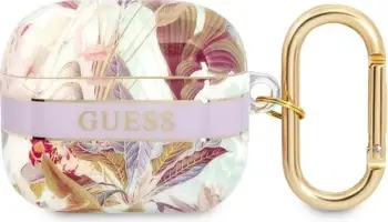 Mbulesë mbrojtëse Guess Flower Strap Collection për AirPods 3, TPU, lejla