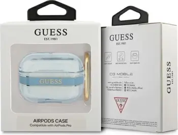 Mbulesë mbrojtëse Guess Strap Collection për AirPods Pro, me rrip, blu