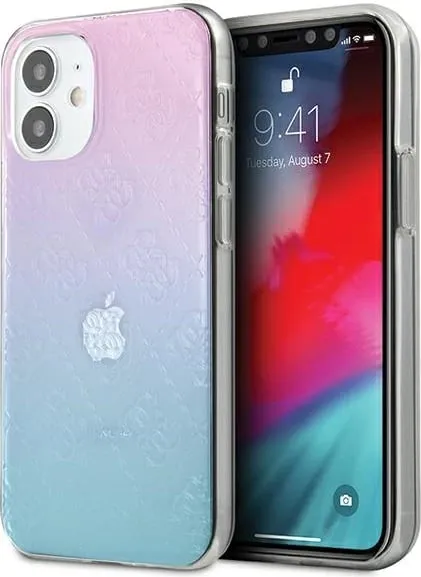 Mbështjellës Guess GUHCP12S3D4GGBP për iPhone 12 mini 5.4", 4G 3D Pattern, blu-rozë - 1