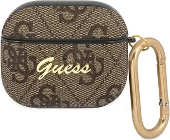 Mbështjellës Guess GUA34GSMW për AirPods 3, 4G Script Metal Collection, Kafe