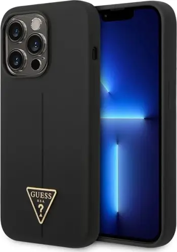 Mbështjellës Guess GUHCP14LSLTGK për iPhone 14 Pro 6.1", silikon, i zi