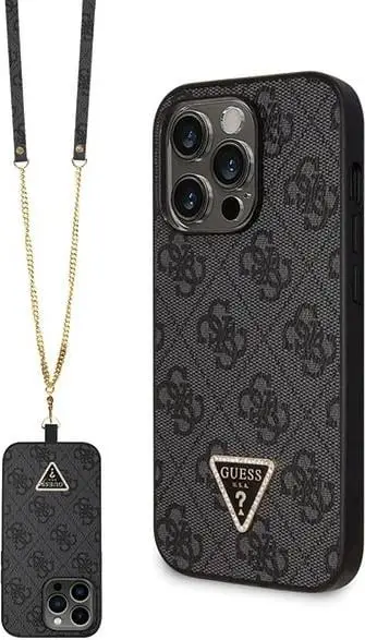 Mbulesë telefoni Guess GUHCP14LP4TDSCPK për iPhone 14 Pro, hardcase, me rrip crossbody, e zezë