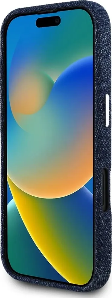 Mbështjellës Guess Denim Triangle Logo MagSafe për iPhone 16 Pro, Kaltër - 5