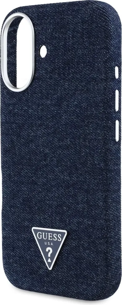 Mbështjellës Guess Denim Triangle Logo MagSafe për iPhone 16 Pro, Kaltër - 6