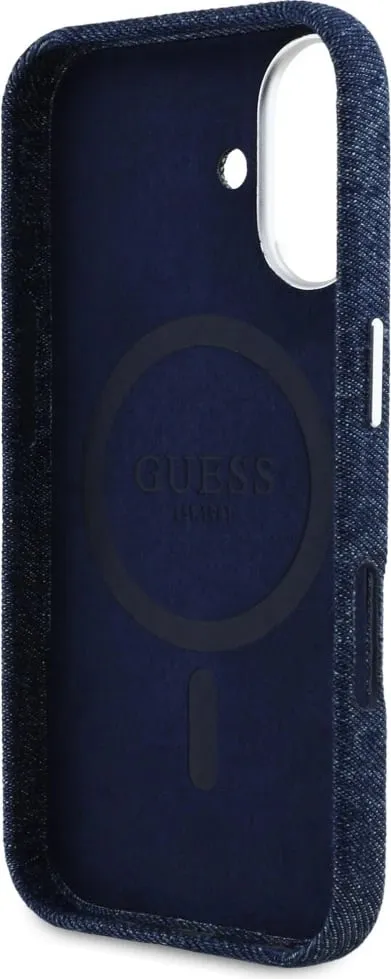 Mbështjellës Guess Denim Triangle Logo MagSafe për iPhone 16 Pro, Kaltër - 7