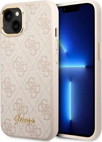 Mbështjellës Guess GUHCP14MHG4SHP për iPhone 14 Plus 6.7", 4G Vintage Gold Logo, Rozë