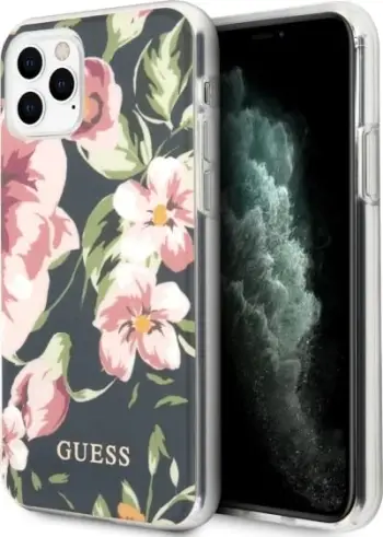 Mbështjellës Guess GUHCN65IMLFL03 për iPhone 11 Pro Max, Flower Collection, granat/navy