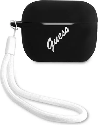 Mbështjellës Guess GUACAPLSVSBW për AirPods Pro, silikon, zi/bardhë - 1