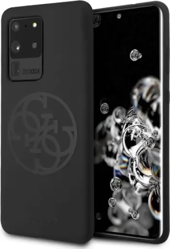 Mbështjellës Guess GUHCS69LS4GBK për Samsung Galaxy S20 Ultra, silikon, i zi