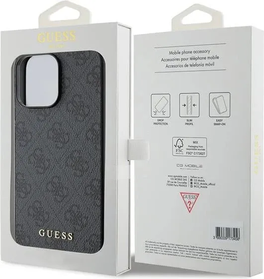 Mbështjellës Guess 4G Metal Gold Logo për iPhone 15 Pro, Gri - 2