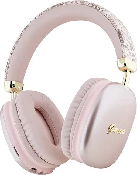 Kufje Bluetooth Guess GCube Metallic Script Logo, On-ear, 32 orë, Rozë - 1