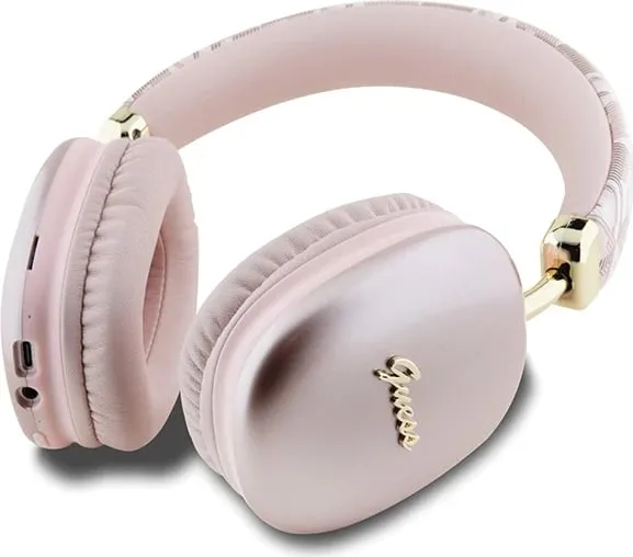 Kufje Bluetooth Guess GCube Metallic Script Logo, On-ear, 32 orë, Rozë - 2