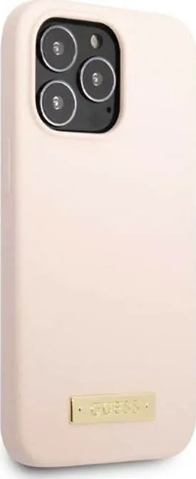 Mbulesë telefoni Guess Silicone Logo Plate MagSafe, për iPhone 13 Pro Max, rozë - 4