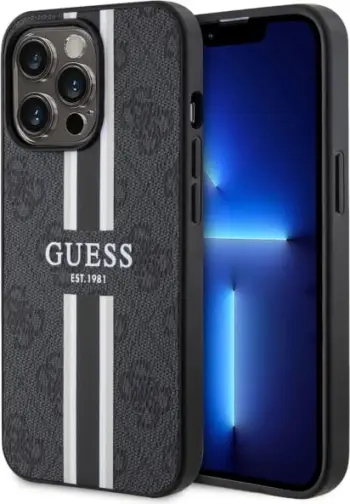 Kuti mbrojtëse Guess GUHMP13LP4RPSK, për iPhone 13 13 Pro, MagSafe, e zezë
