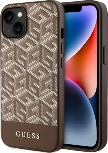 Kallëp telefoni Guess GCube Stripes MagSafe, Apple iPhone 14 Plus, i fortë, kafe