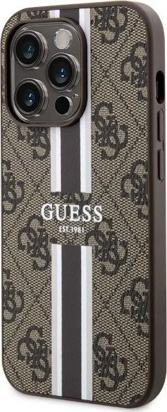 Mbështjellës Guess GUHMP14XP4RPSW për iPhone 14 Pro Max 6.7", 4G Printed Stripes MagSafe, kafe - 2