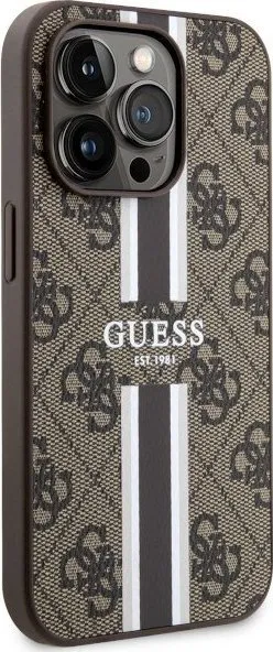 Mbështjellës Guess GUHMP14XP4RPSW për iPhone 14 Pro Max 6.7", 4G Printed Stripes MagSafe, kafe - 4