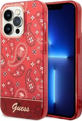 Futrollë për telefon Guess GUHCP14XHGBNHR, për iPhone 14 Pro Max, hardcase, e kuqe Bandana Paisley