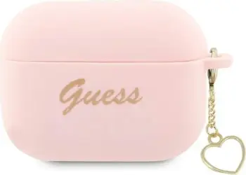 Mbulesë Guess GUAP2LSCHSP për Apple AirPods Pro 2, silikon, me varëse zemër, rozë