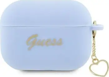 Mbulesë Guess GUAP2LSCHSB për Apple AirPods Pro 2, silikon, me varëse zemër, blu