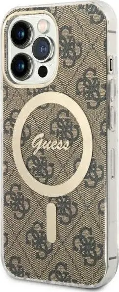 Futrollë telefoni Guess GUHMP13LH4STW për iPhone 13 Pro, hardcase, MagSafe, kafe