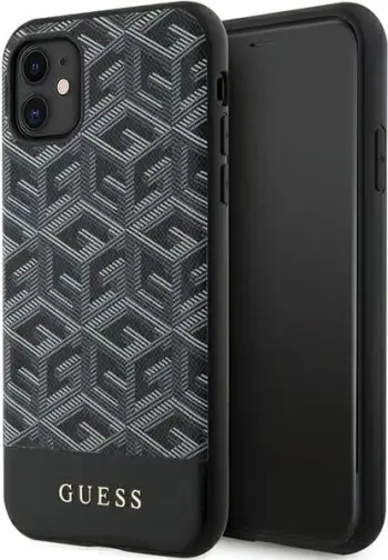 Mbështjellës Guess GUHMN61HGCFSEK për iPhone 11/XR 6.1", MagSafe, i zi