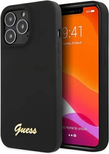 Mbështjellës Guess GUHCP13XLSLMGBK për iPhone 13 Pro Max 6.7", silikon, i zi