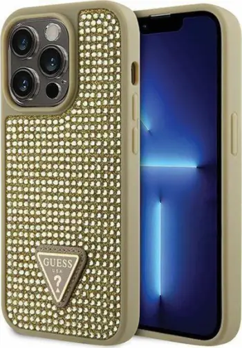 Mbulesë telefoni Guess GUHCP14LHDGTPD për iPhone 14 Pro, hardcase me kristale, ngjyrë ari