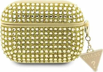 Etui për kufje Guess Rhinestone Triangle, për Apple AirPods Pro, hardcase, gold