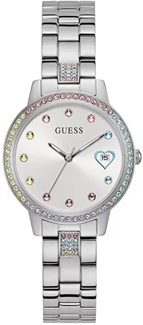 Orë për femra GUESS Three of Hearts GW0657L1, e argjendtë