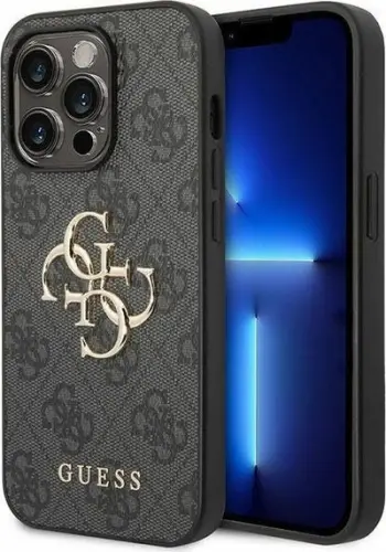 Mbështjellës Guess 4G Big Metal Logo për iPhone 15 Pro Max, Gri