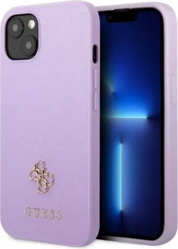 Mbështjellës Guess GUHCP13SPS4MU për iPhone 13 mini 5.4", Saffiano 4G Small Metal Logo, vjollcë