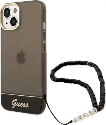 Mbulesë telefoni Guess Case GUHCP14MHGCOHK për iPhone 14 Plus, 6.7", rrip dekorativ, e zezë transparente