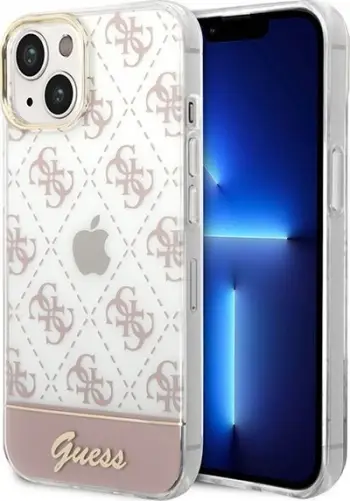 Këllëf telefoni Guess GUHCP14MHG4MHP për iPhone 14 Plus, polikarbonat dhe TPU, motiv 4G, rozë