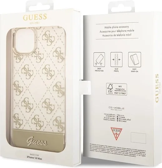 Futrollë telefoni Guess GUHCP14MHG4MHG për iPhone 14 Plus, hardcase, dizajn 4G Pattern Script, ngjyrë e artë - 3