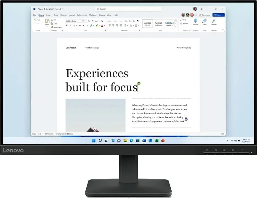 Monitor Lenovo L24-4e, 23.8", 100Hz, FHD, i zi - 1
