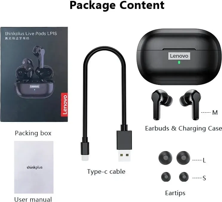 Dëgjuese Lenovo LivePods LP1S, të zeza - 2