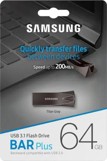 USB Samsung BAR Plus 64GB, i argjendtë