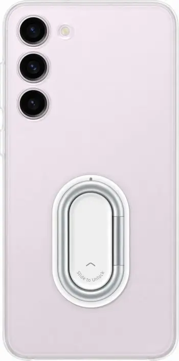 Mbështjellës Samsung Clear Gadget Case për Galaxy S23, me mbajtëse gishti dhe qëndrim, Transparent